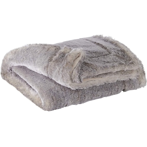 Signature Design by Ashley Faux Fur Raegan Throw Blanket, 50 x 60 Inches, Gray